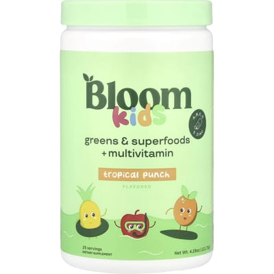 Kinderen, Groen & Superfoods + Multivitaminen, Tropische Punch, 121,75G(4,29 oz)