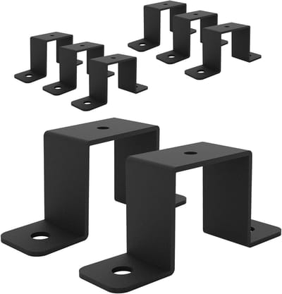 Allecto Plus - 8-delige set pijpklemmen voor waterleidingen en trapleuning, vierkante buisklemmen met U-vormige stut-connectorbeugel (38 x 38 cm)