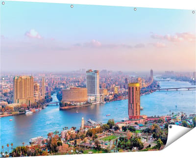 Gards Tuinposter De Nijl Rivier in Cairo, Egypte - 150x100 cm - Tuindoek - Tuindecoratie - Wanddecoratie buiten - Tuinschilderij
