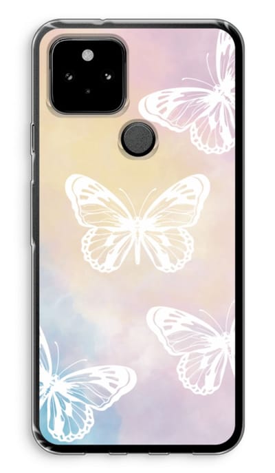Case Company® - Hoesje geschikt voor Google Pixel 5 hoesje - White butterfly - Soft Cover Telefoonhoesje - Bescherming aan alle Kanten en Schermrand