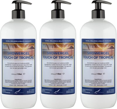 Douchegel Touch of Tropical 1 liter - set van 3 stuks - met gratis pomp - Showergel