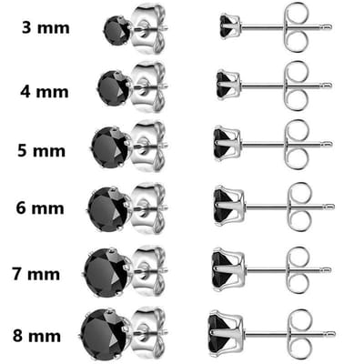Aramat Jewels | Oorbellen | Ronde Zirkonia Oorbellen zwart | 4mm | | | Staal | Kinderen, Volwassenen | Verkleurd niet