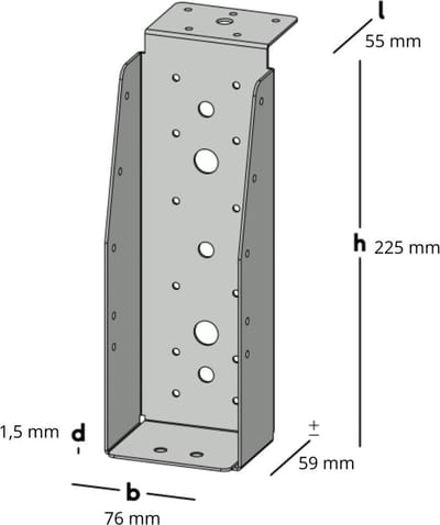 Wovar Balkdrager Zwaar met lip Verzinkt voor 7.5 x 22.5 cm Balken | Per Stuk