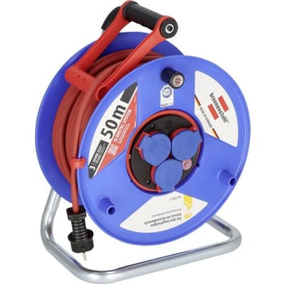Brennenstuhl Garant Bretec IP44 Kabelhaspel, voor bedrijfsmatig gebruik, 50 m kabel in rood, speciaal kunststof, gebruik voor bouwplaatsen en continu gebruik buiten, Made in Germany