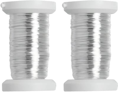 Binddraad - 2x - metallic zilver - 40 meter - dikte 0,4 mm - draad/koord - Hobby artikelen/Knutselen materialen