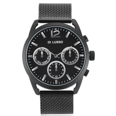 Di Lusso - Horloge Ivar - Mesh - Zwart - Heren