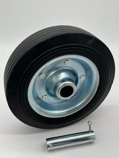 Steunwiel Aanhanger Ø 200 mm Massief Rubber Inclusief Buis en Splint
