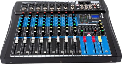 8-Kanaals Audio Mixer Mengpaneel met Bluetooth, XLR, USB en Streaming Opties