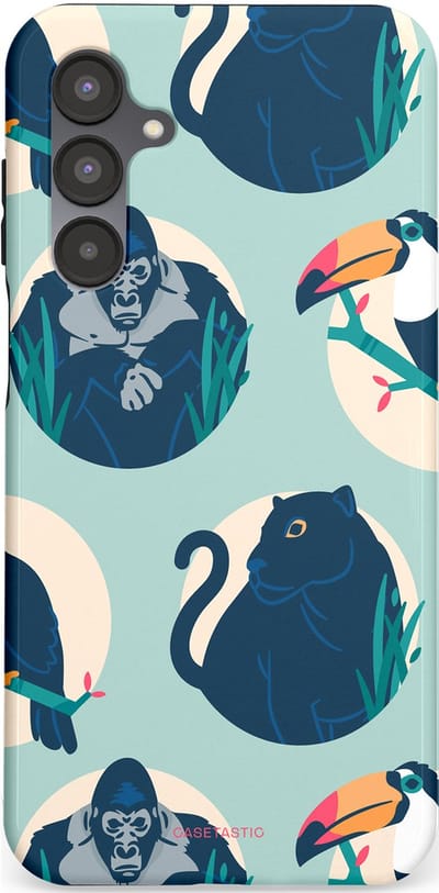Casetastic hoesje geschikt voor Samsung Galaxy A16 - Dubbellaagse bescherming - Wilde Dieren Mix - Fashion Case - Lichtgrijs Donkerblauw Crème Donkergrijs