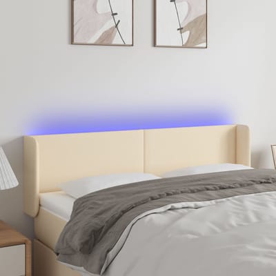 vidaXL - Hoofdbord - LED - 147x16x78/88 - cm - stof - crèmekleurig
