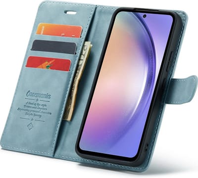 CaseMania Bookcase hoesje geschikt voor Samsung Galaxy A14 5G - Effen Aqua - Kunstleer