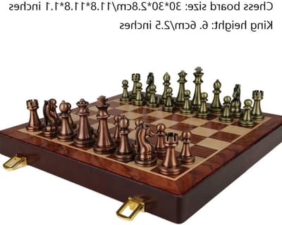 Schaakset Luxe - Houten Bord - Strategisch Spel - Ingebouwde Opslag - 30x30 cm - Goud Zilver
