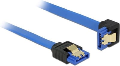 SATA datakabel - recht / haaks naar beneden - plat - SATA600 - 6 Gbit/s / blauw - 0,10 meter