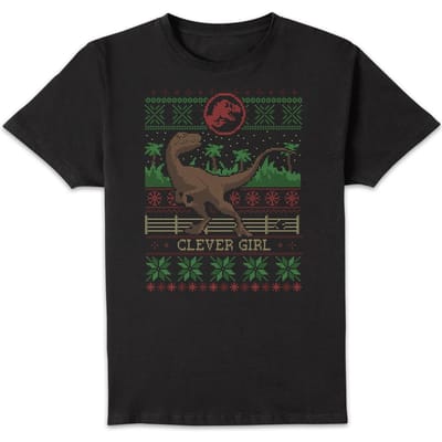 Jurassic Park Clever Girl Men's Christmas T-Shirt - Black - S