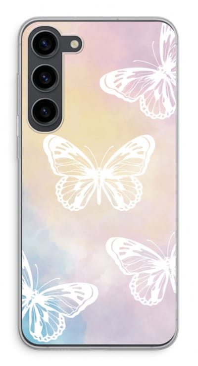 Case Company® - Hoesje geschikt voor Samsung Galaxy S23 Plus hoesje - White butterfly - Soft Cover Telefoonhoesje - Bescherming aan alle Kanten en Schermrand
