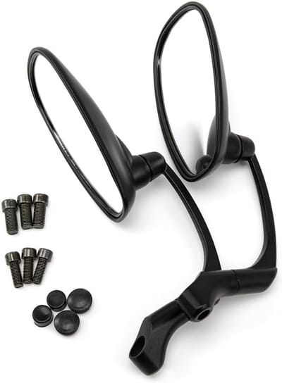 Ovalen Achteruitkijkspiegel voor Motorfiets, 8 mm en 10 mm Bevestiging, Geschikt voor Cafe Racer en Bobber Stijl