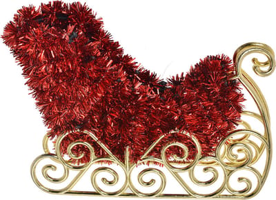 Clayre & Eef Kerstdecoratie Slee 14x3x11 cm Rood Kunststof