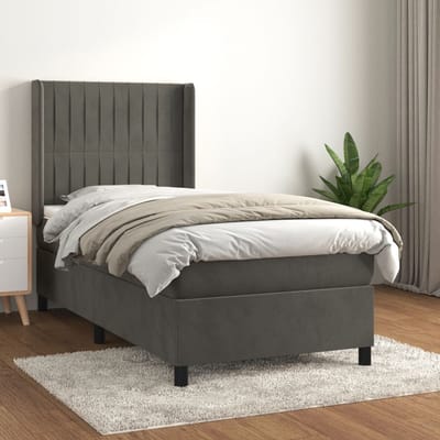 vidaXL - Boxspring - met - matras - fluweel - donkergrijs - 80x200 - cm