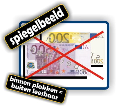 Jerma - Spiegelbeeld Raamsticker - € 200 en € 500 niet geaccepteerd - 15x20 cm - Vinyl - Zelfklevend