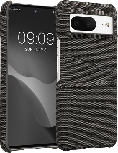 kwmobile telefoonhoesje met 2 kaartsleuven - Hoesje geschikt voor Google Pixel 8 - Van kunststof en stof - In grijs