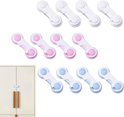 Veiligheidsloten voor Kinderen – 12 Stuks Babyproof Sloten voor Keukenkastjes, Lade Deuren en Koelkast – Kindveilige Sloten tegen Ongevallen