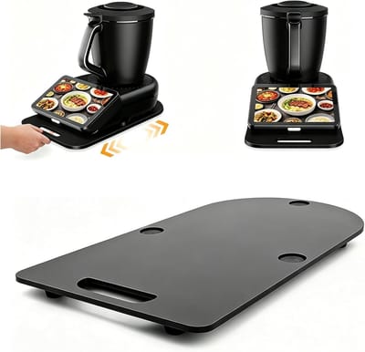 Glijplank voor Thermomix TM7, Soepele en Makkelijk Schoon te Maken Houten Glijplank met Wielen, Ideaal voor Keuken en Koken