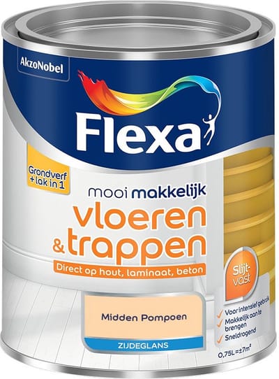 Flexa - Mooi Makkelijk Vloeren & Trappen Zijdeglans - Midden Pompoen - Mengverf - 750 Ml
