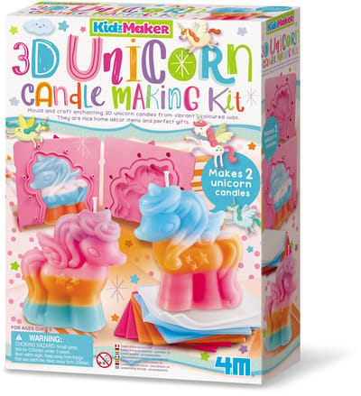 4M Knutselen - Maak Je Eigen 3D Eenhoorn Kaarsen - 2 Unicorns - Hobbypakket - KidzMaker - 8 Jaar