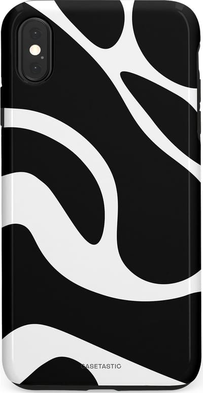 Casetastic Hoesje Geschikt voor Apple iPhone Xs Max - Stijlvolle Beschermende Duo-layer Case - Zwart Wit Golven