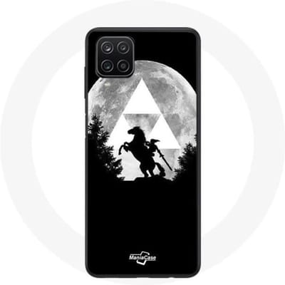 Hoesje - Samsung - Galaxy A12 - Flexibel - Zwart - Zelda Maan Patroon