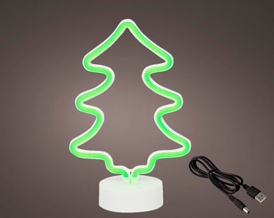Groene LED neon kerstboom tafellamp van 30 cm – sfeervolle en energiezuinige kerstverlichting op batterijen of USB