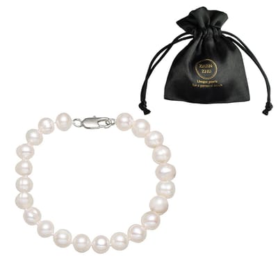 Zoetwater parel armband Bella Small - echte parels - wit - sterling zilver (925) - handgeknoopt - parel armband dames - sieraden zakje - parel armband dames - zoetwaterparel