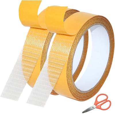 Dailygoods- Dubbelzijdige Tape Extra Sterk - Dubbelzijdige Stoffen Tape - Tapijttape - 2 Rollen - 2,5 cm x 10 m - Ideaal voor Textiel - Textieltape