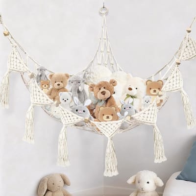 Opslagnet voor Knuffels, Hangmat voor Teddyberen en Speelgoed, Ideaal voor Organisatie en Decoratie in de Kinderkamer