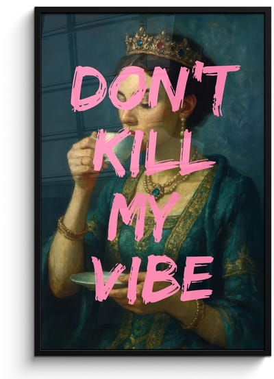Poster in lijst - Fotolijst 80x120 cm - Posters - Vrouw - Portret - Kroon - Posterlijst zwart - Decoratie - Wanddecoratie woonkamer - Muurdecoratie slaapkamer