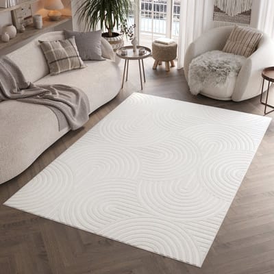 Tapiso Hygge Vloerkleed Gebroken Wit Geometrisch Laagpolig Tapijt Maat- 80x150