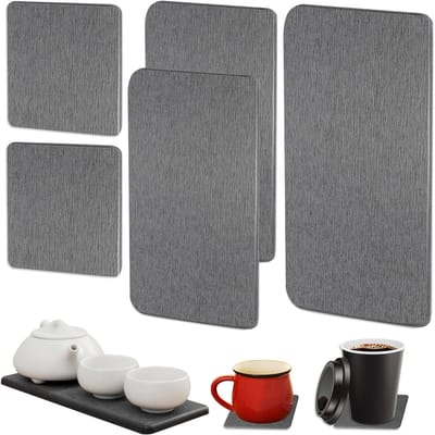 Waterabsorberende Steen Schalen voor de Wastafel - Diatomiet Zeepbakjes, Coasters en Geurabsorptie voor Badkamer, Grijs, 5 Stuks