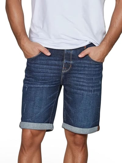 riverso Heren Short Broeken RIVTom regular/straight Fit Blauw W 46 Volwassenen Stretch Jeans Korte Broek