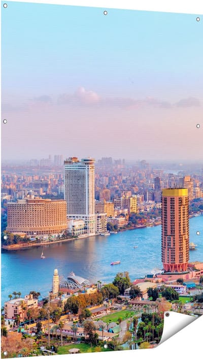 Gards Tuinposter De Nijl Rivier in Cairo, Egypte - 100x150 cm - Tuindoek - Tuindecoratie - Wanddecoratie buiten - Tuinschilderij