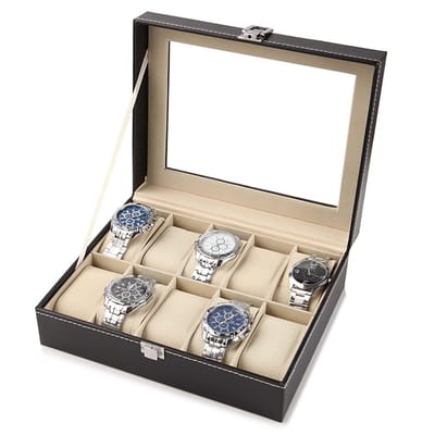 Dailygoods - Horlogedoos voor Heren met 10 Vakken - Leren Organizer voor Sieraden