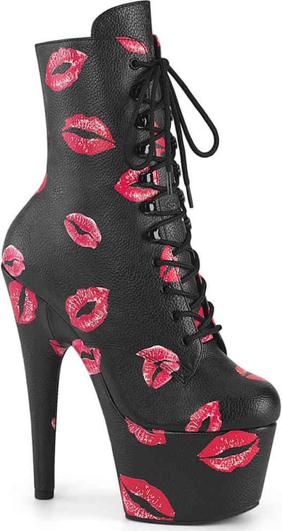Pleaser - ADORE-1020KISSES Plateau Laarzen, Paaldans schoenen - US 6 - 36 Shoes - Zwart