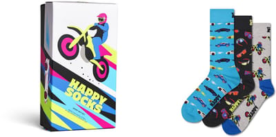 Happy Socks - Volwassen Uniseks 3-Pack Snelle Sporten Sokken Cadeauset / Maat 41-46