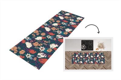 Keukenloper - Loper keuken - Botanisch - Vintage - Bloemen - 150x50 cm - Keukenloper vinyl