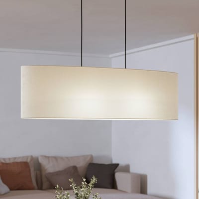 EGLO Febres Hanglamp - E27 - 78 cm - Zwart/Wit - Teddy stof