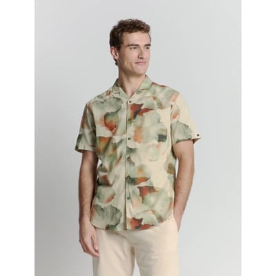 No Excess Shirt Short Sleeve Revers Collar Allover Printed With Linen  Size: XL | Casual Shirts Outlet | Heren | Beige