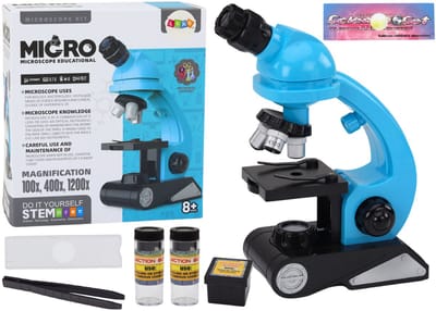 Educatieve Kindermikroscoop met Accessoires – Blauw – tot 1200x Vergroting