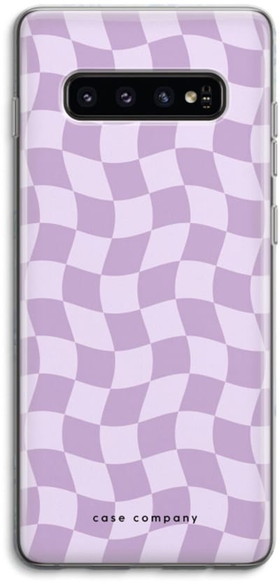 Case Company® - Hoesje geschikt voor Samsung Galaxy S10 4G hoesje - Grid Paars - Soft Cover Telefoonhoesje - Bescherming aan alle Kanten en Schermrand