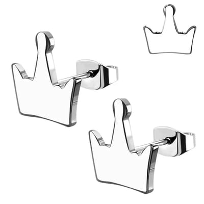Aramat Jewels | Oorbellen | RVS Kroontjes Oorbellen 9mm - Zilverkleur | | | |9mm | Staal | Kinderen, Volwassenen | Verkleurd niet