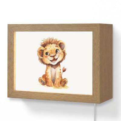 Wandlamp 20x15 cm - Oplaadbaar - Leeuw - Baby dier - Wandlampen binnen woonkamer - Slaapkamer lamp met kabel - Decoratieve nachtlamp - Vloerlamp snoer