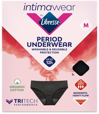 Libresse Menstruatie Ondergoed Wasbaar - zwart biologisch katoen - Medium